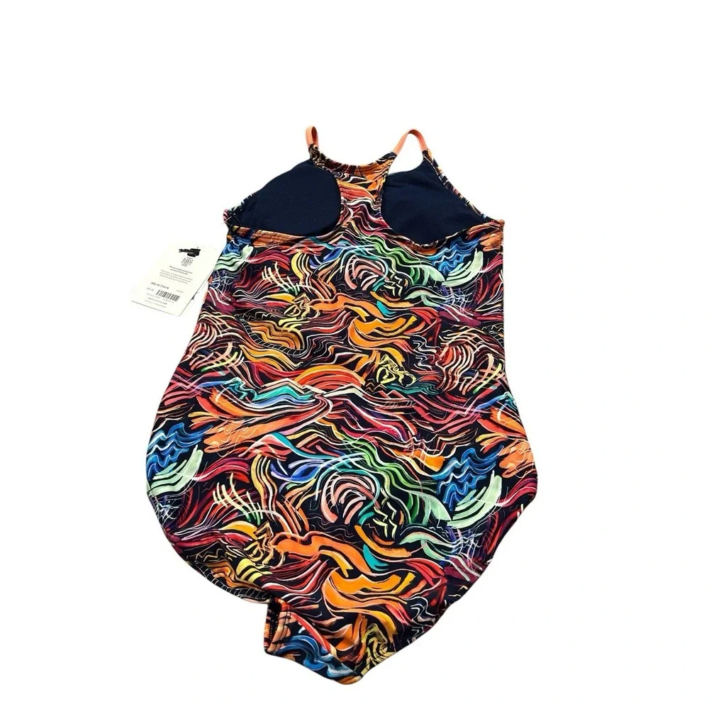 Athleta Girl One Piece Swimsuit Girl XXL/16 Black Multicolor Beach Summer Travel